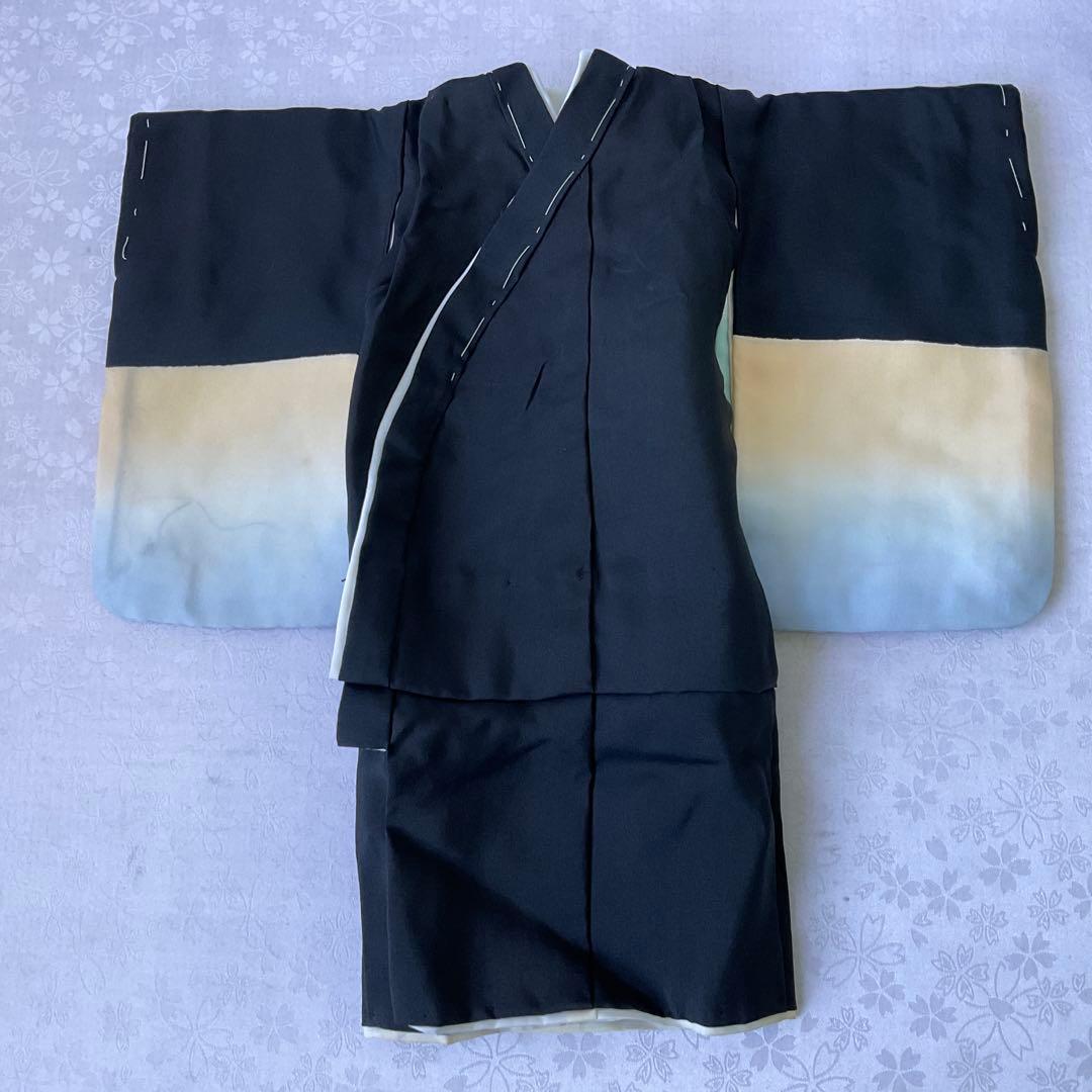 市松人形の着物（男の子）正絹　市松人形尺ニ用着物五つ紋　市松人形着物羽織セット