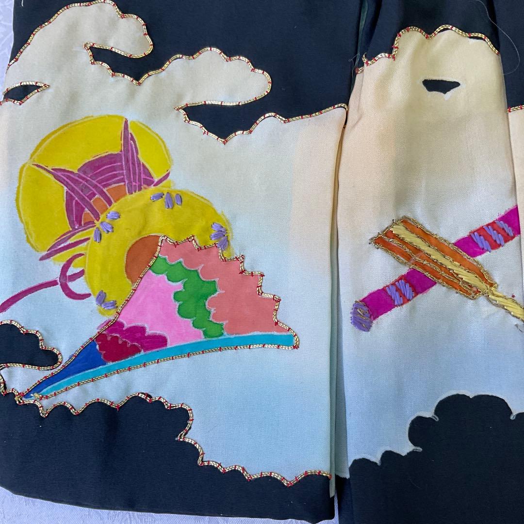 市松人形の着物（男の子）正絹　市松人形尺ニ用着物五つ紋　市松人形着物羽織セット