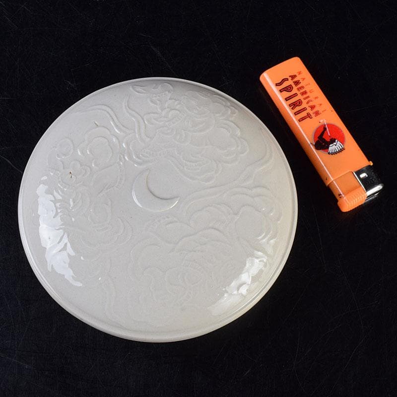 中国　倣定窯　白釉印泥盒　香合　蓋物　則巳扁識箱　C　R9130