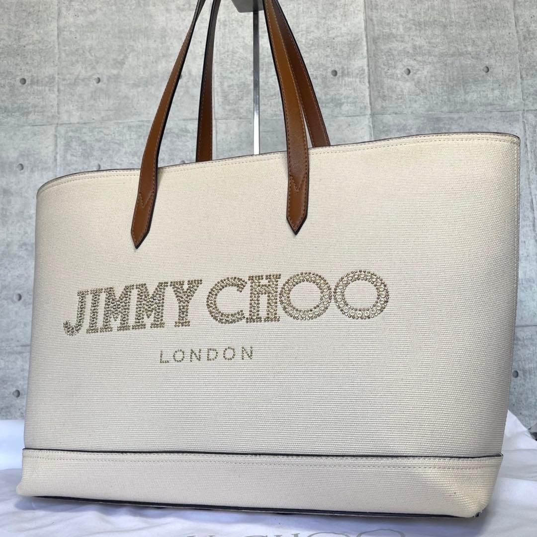 専用品JIMMY CHOO CANVAS LOGO A4 TOTE BAG