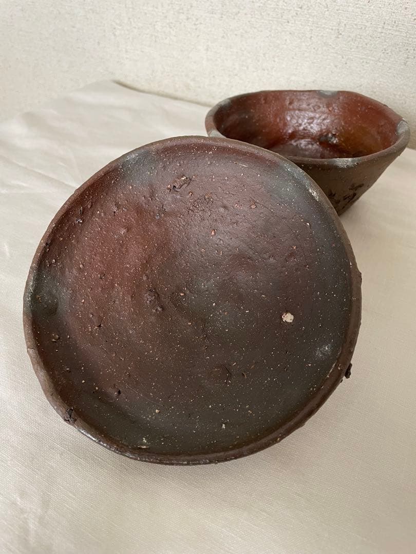 國吉清尚 作　焼締 蓋物