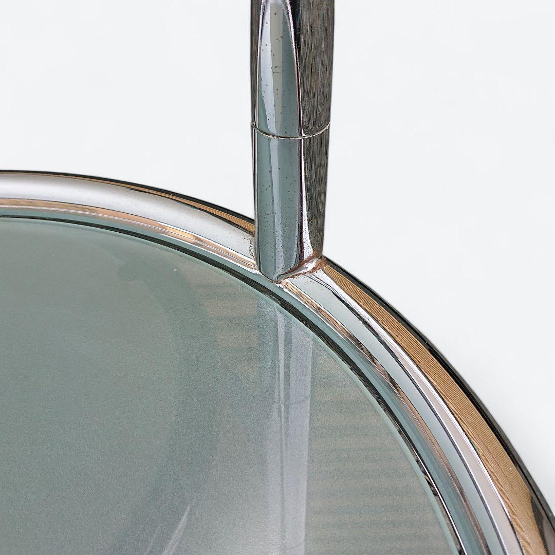 ミッドセンチュリー　4段 ガラス ラウンドテーブル 丸テーブル 可変式 モダン