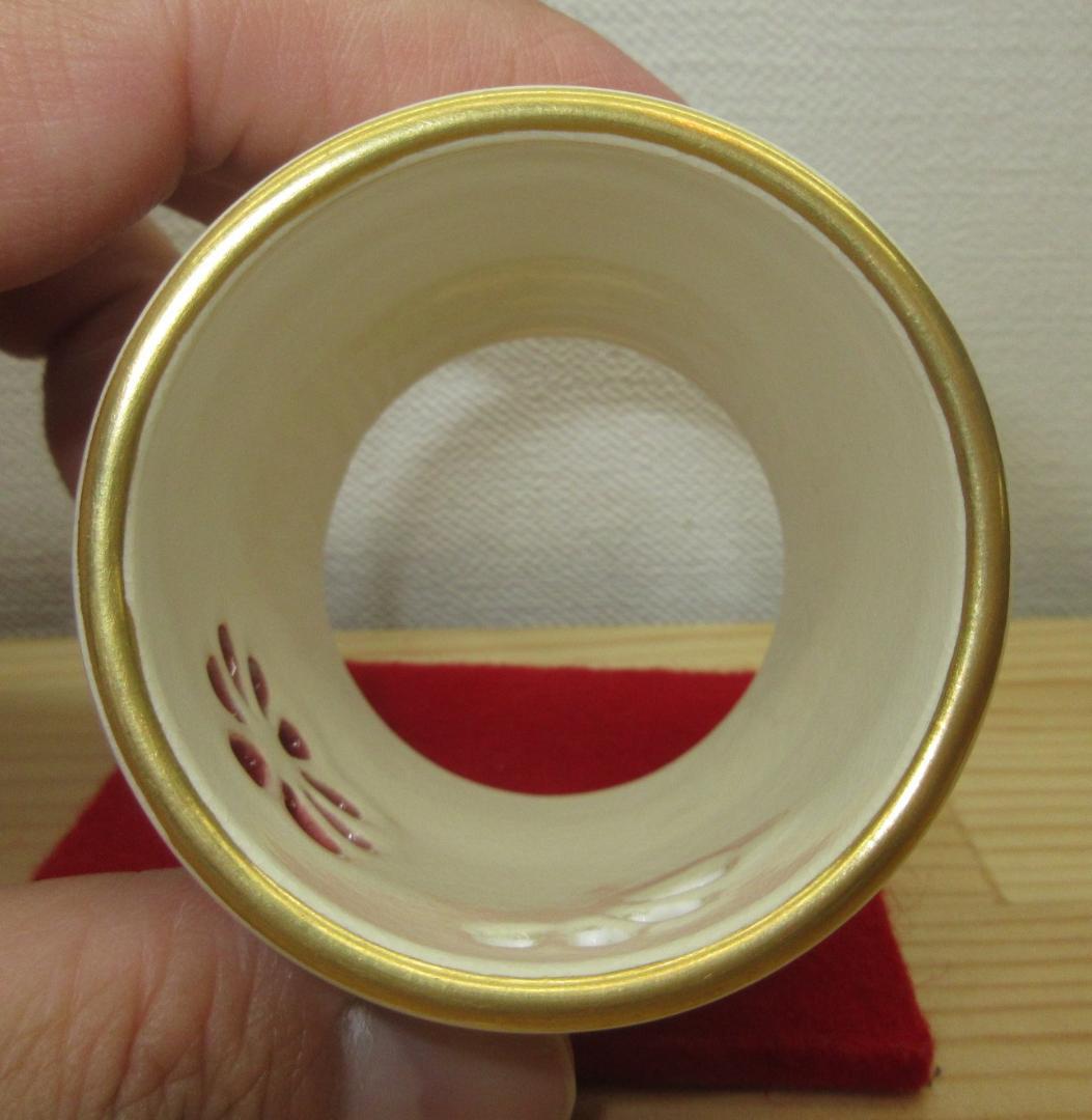 送料込【逢絢亭・新品】茶道具 蓋置 京焼 仁清 菊の図 御室窯 共箱入り