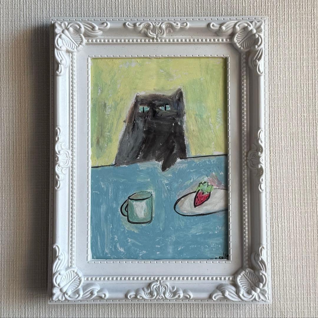 絵画。原画【黒猫は幸せだ】