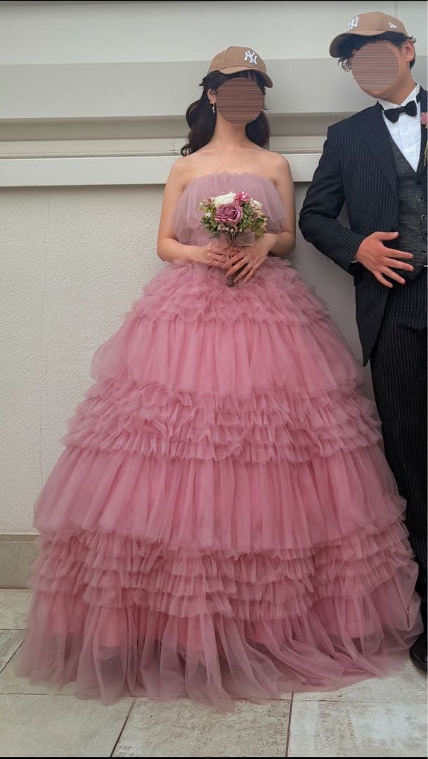 【最終値下げ】韓国ドレス_チュールカラードレス_ピンク