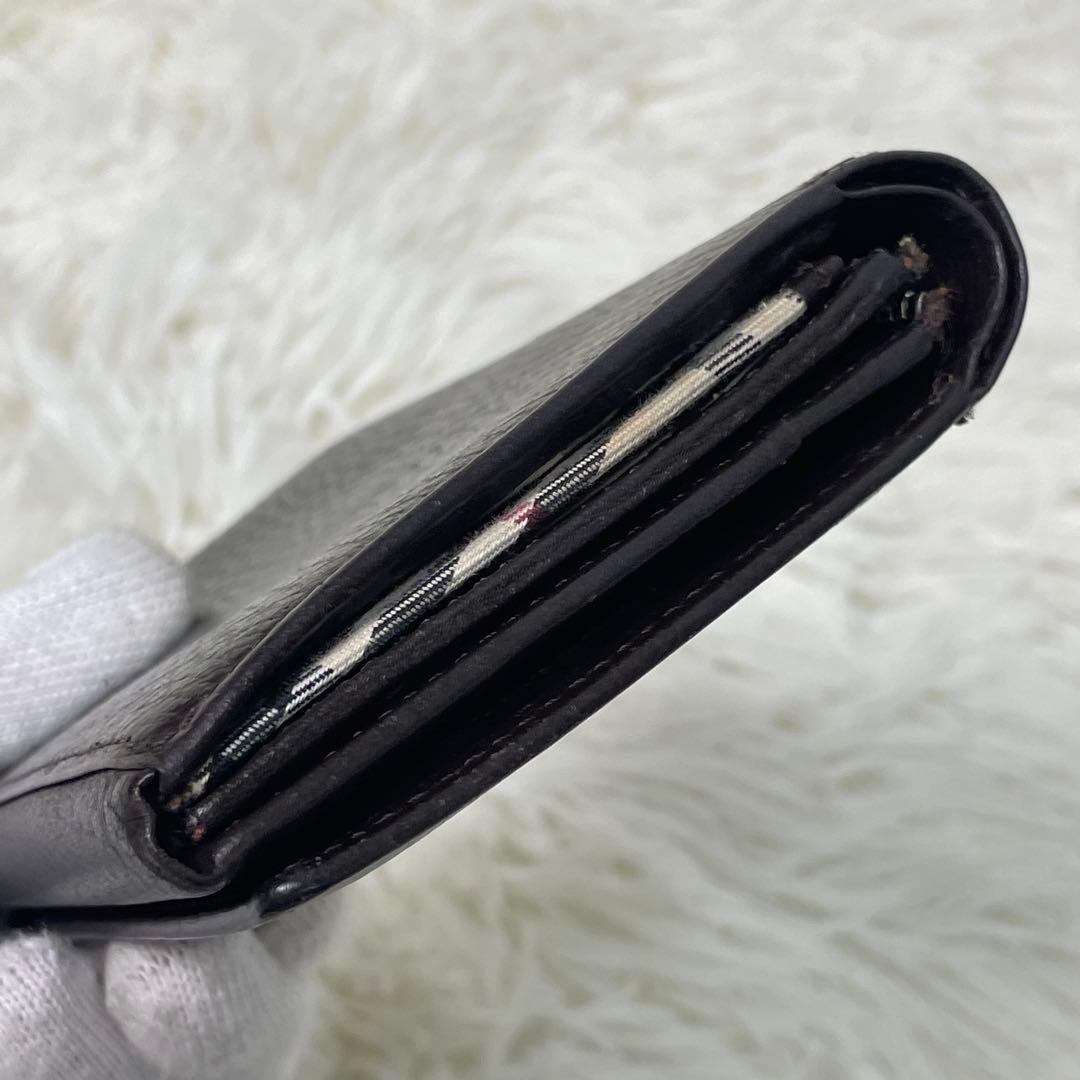 美品 BURBERRY 二つ折り財布 こげ茶 ブラウン ノバチェック 箱付き