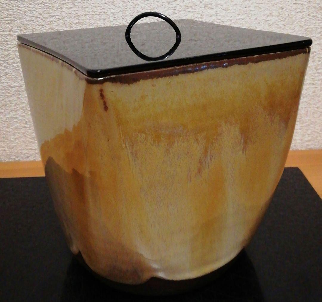 鵬雲斎書付　高取焼　菱形　四方口　水指　共箱　茶道具