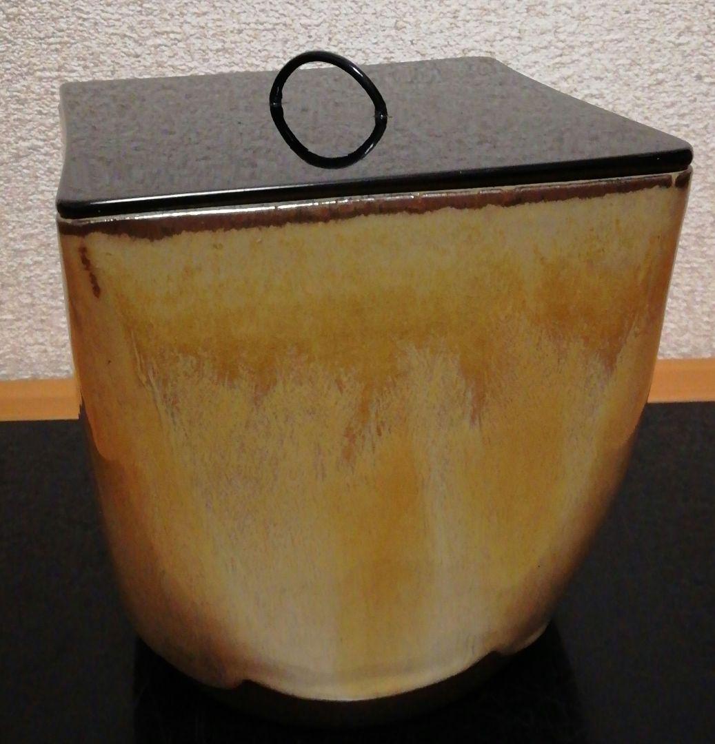 鵬雲斎書付　高取焼　菱形　四方口　水指　共箱　茶道具