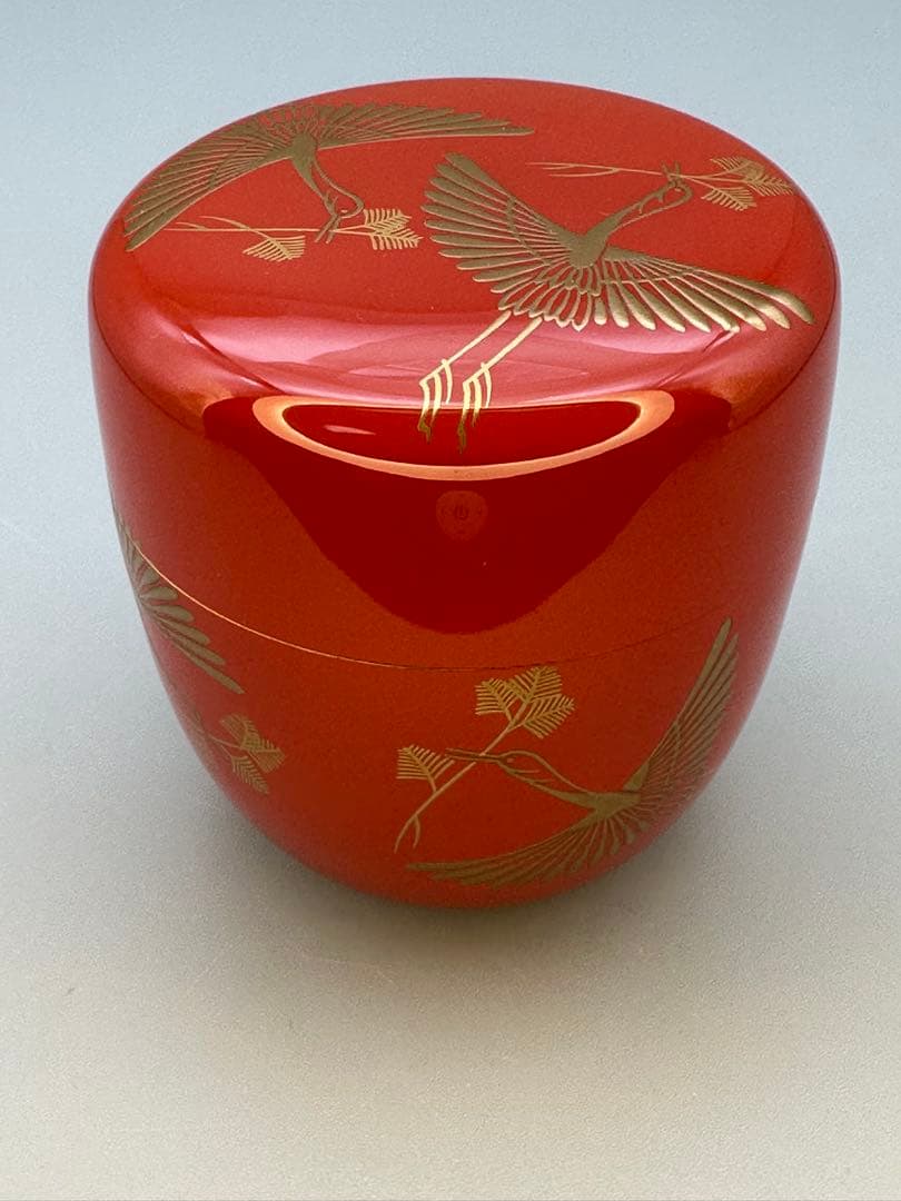 茶道具　棗　浜崎貞鳳　松食鶴蒔絵