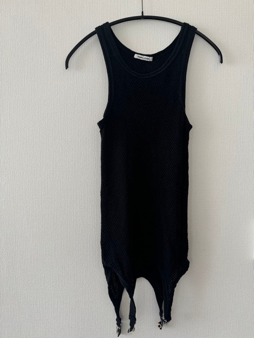 fumikauckida メッシュ ガーター タンクトップ ブラック