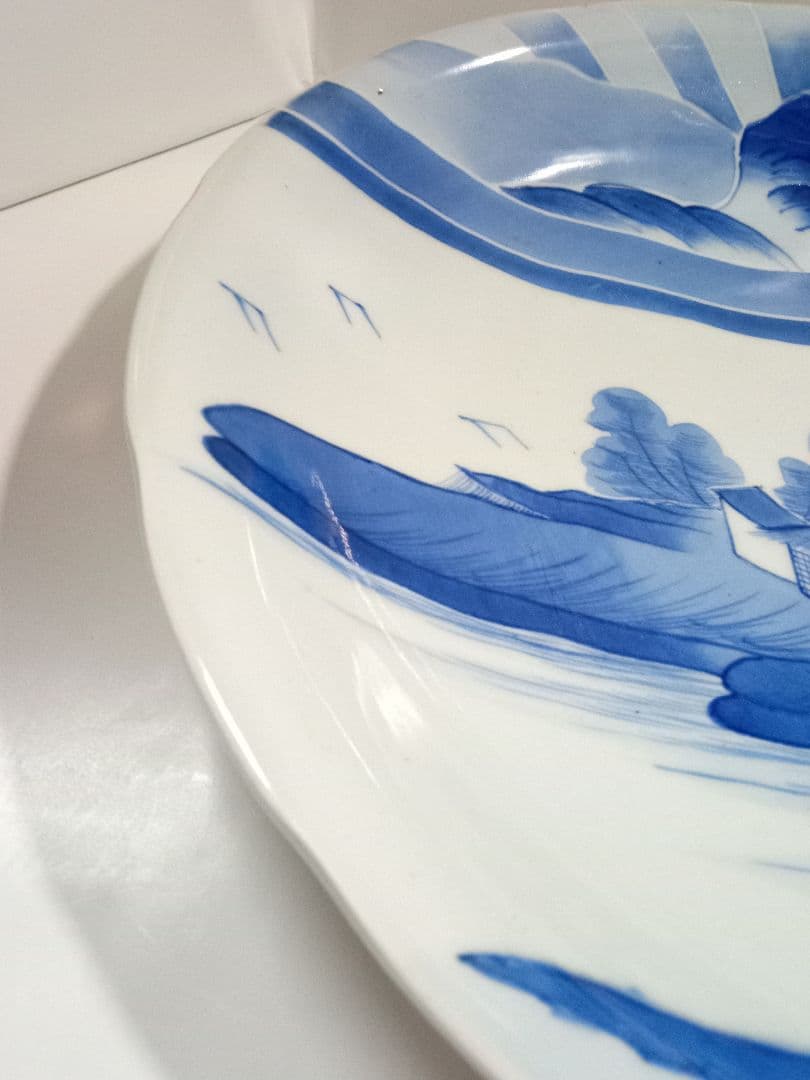 古伊万里　大皿　染付　山水　アンティーク