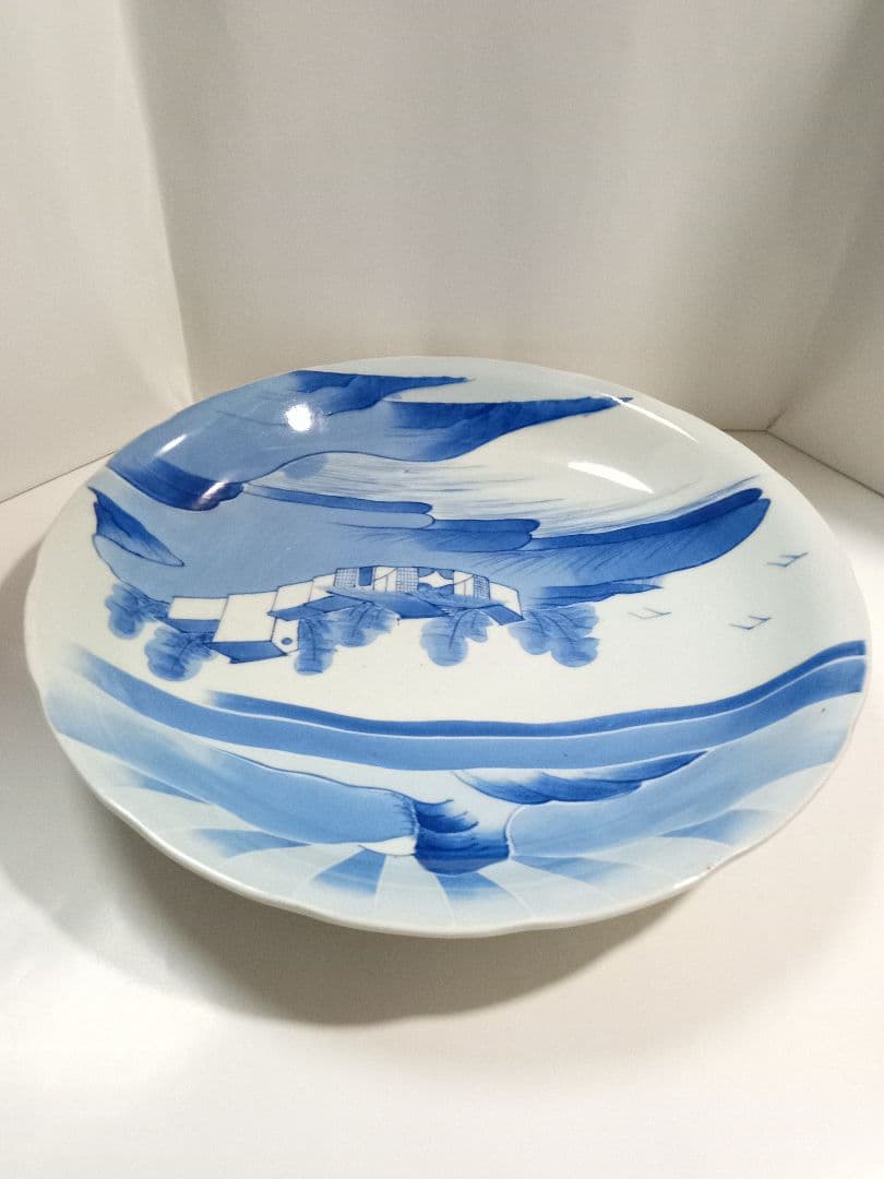 古伊万里　大皿　染付　山水　アンティーク