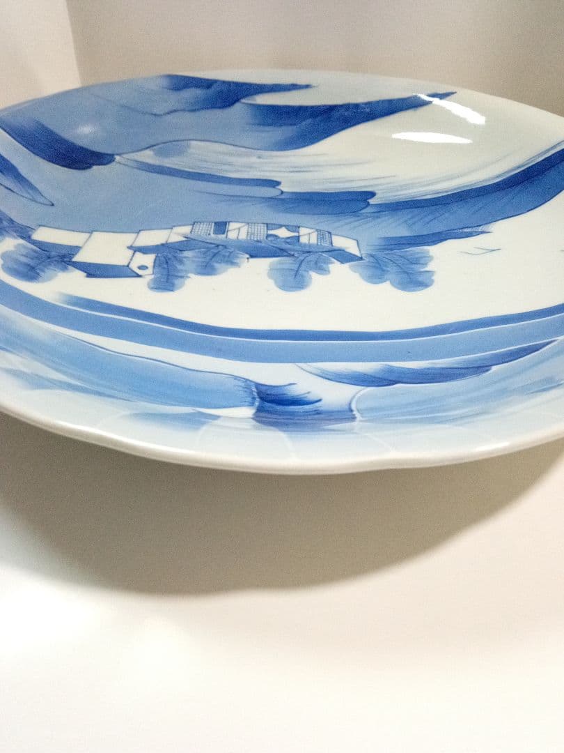 古伊万里　大皿　染付　山水　アンティーク