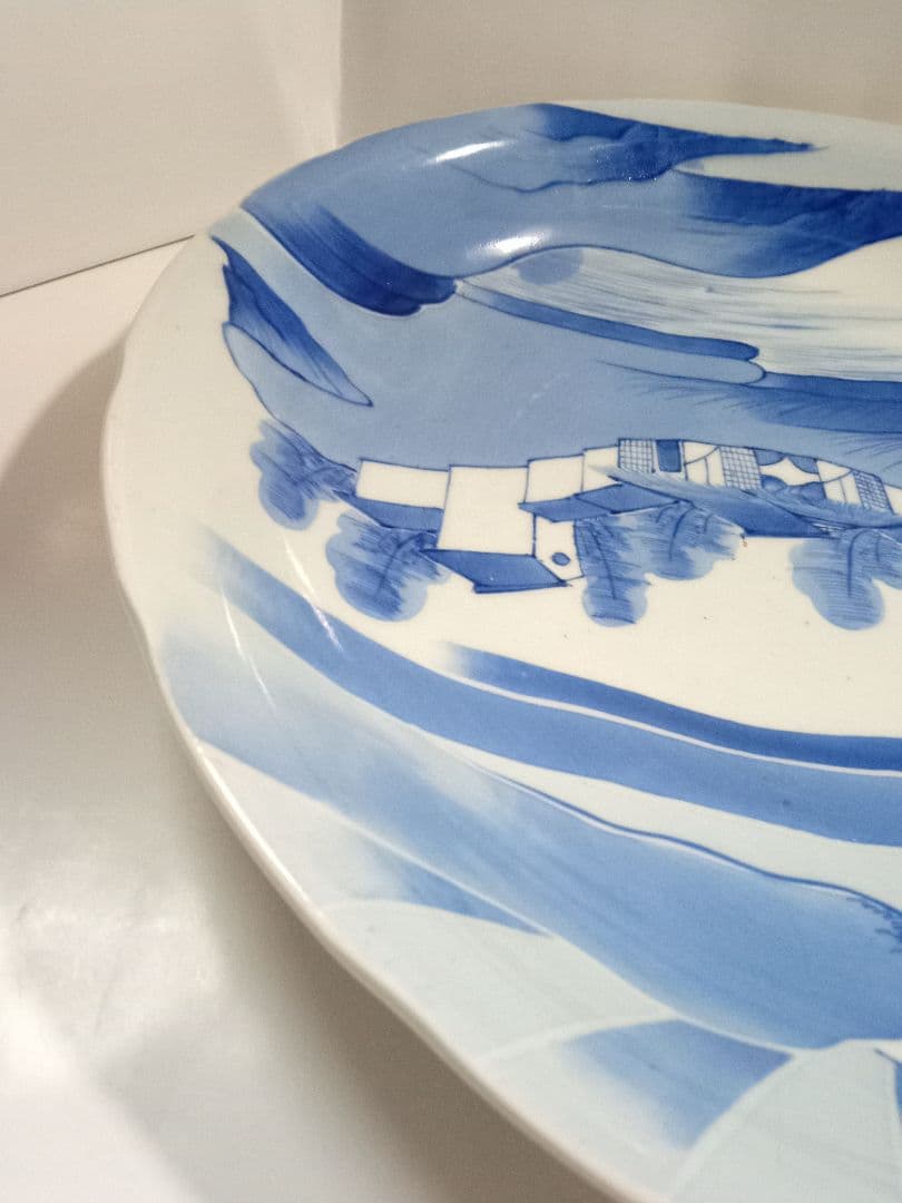 古伊万里　大皿　染付　山水　アンティーク