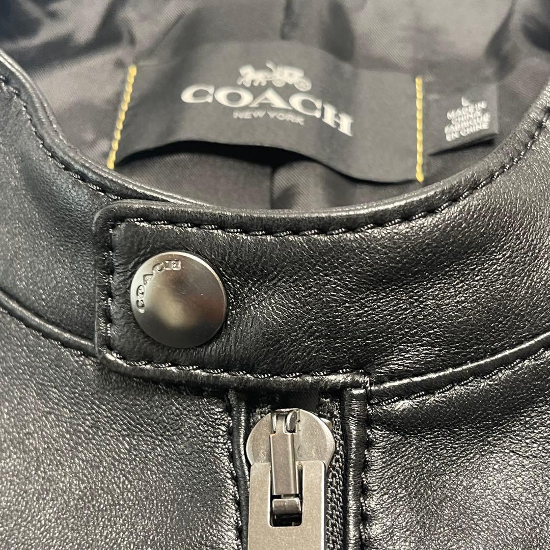 極美品　　コーチ　レザージャケット　　シングル　羊革　L　大きいサイズ　黒