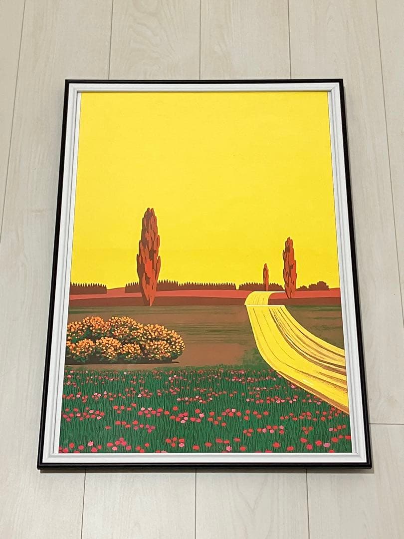 【額縁付き】 永井博（Hiroshi Nagai） A2ポスター 黄色
