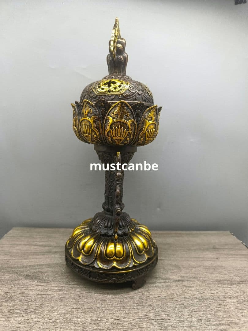 銅器 吉祥八宝蓮花薫炉 法器 宝蓮灯 仏堂薫炉 工芸品 置物