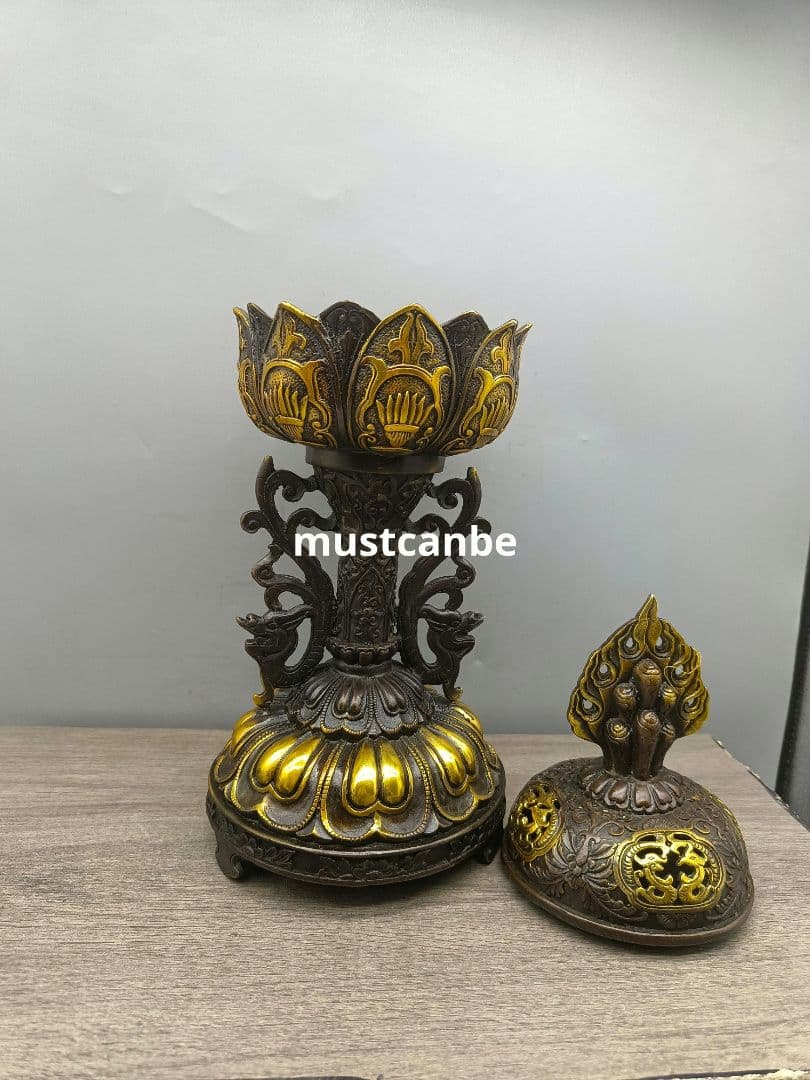 銅器 吉祥八宝蓮花薫炉 法器 宝蓮灯 仏堂薫炉 工芸品 置物
