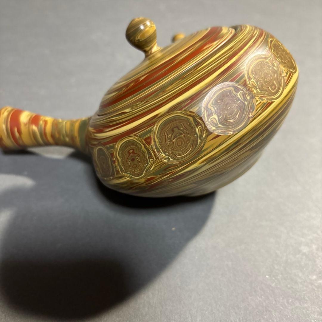 人間国宝　松井康成　練上横手急須　共箱