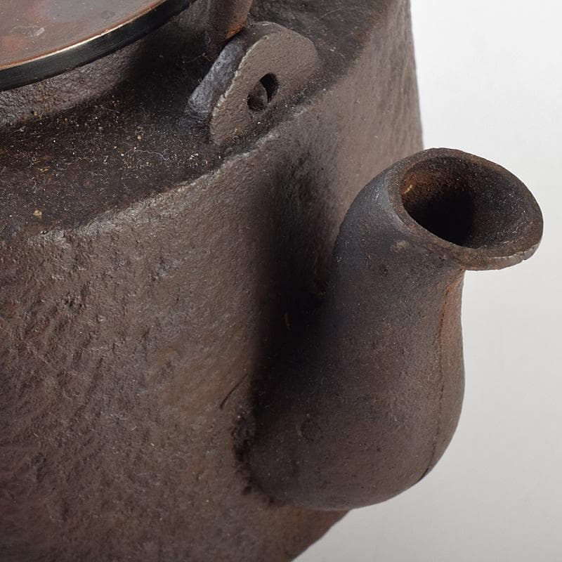 煎茶道具　山水文　紫斑銅蓋 　鉄瓶　鉄壷　M　R7676