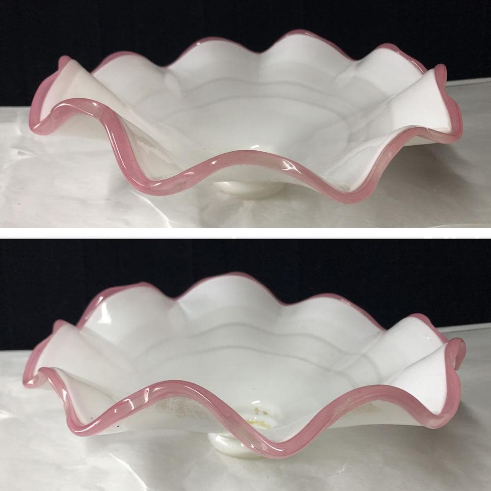 p007 電気の笠 ガラス 電笠 電傘 巾28.5cm 硝子 古ガラス 古硝子