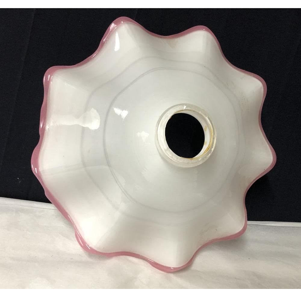 p007 電気の笠 ガラス 電笠 電傘 巾28.5cm 硝子 古ガラス 古硝子