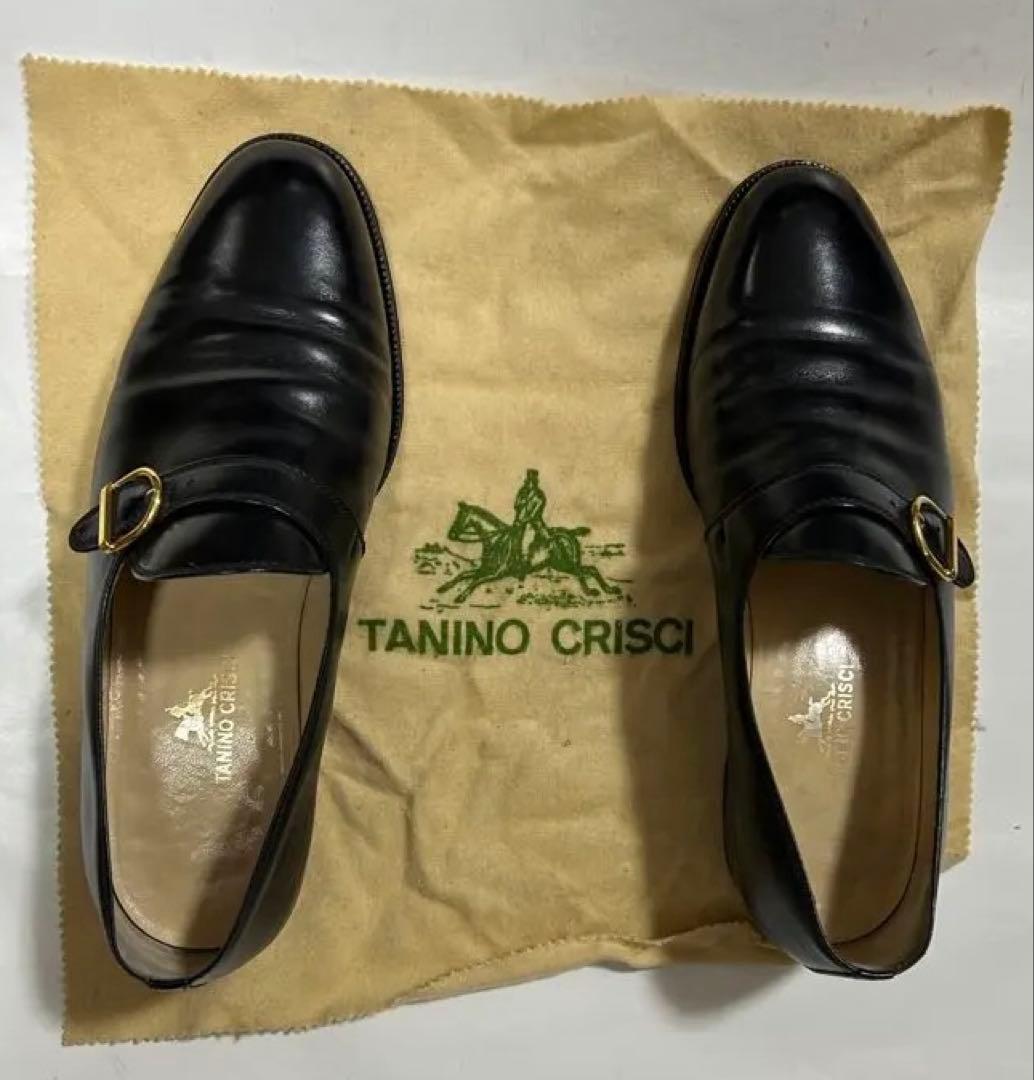 タニノクリスチー 黒カーフモンクストラップ紳士靴、サイズ６1/2