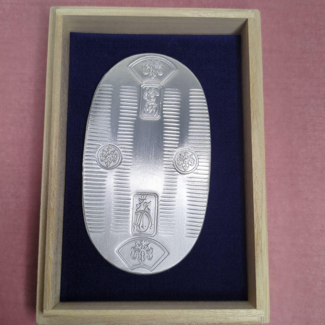 桐箱入純銀造幣局刻印入小判「天保五両判」デザイン純銀小判100g