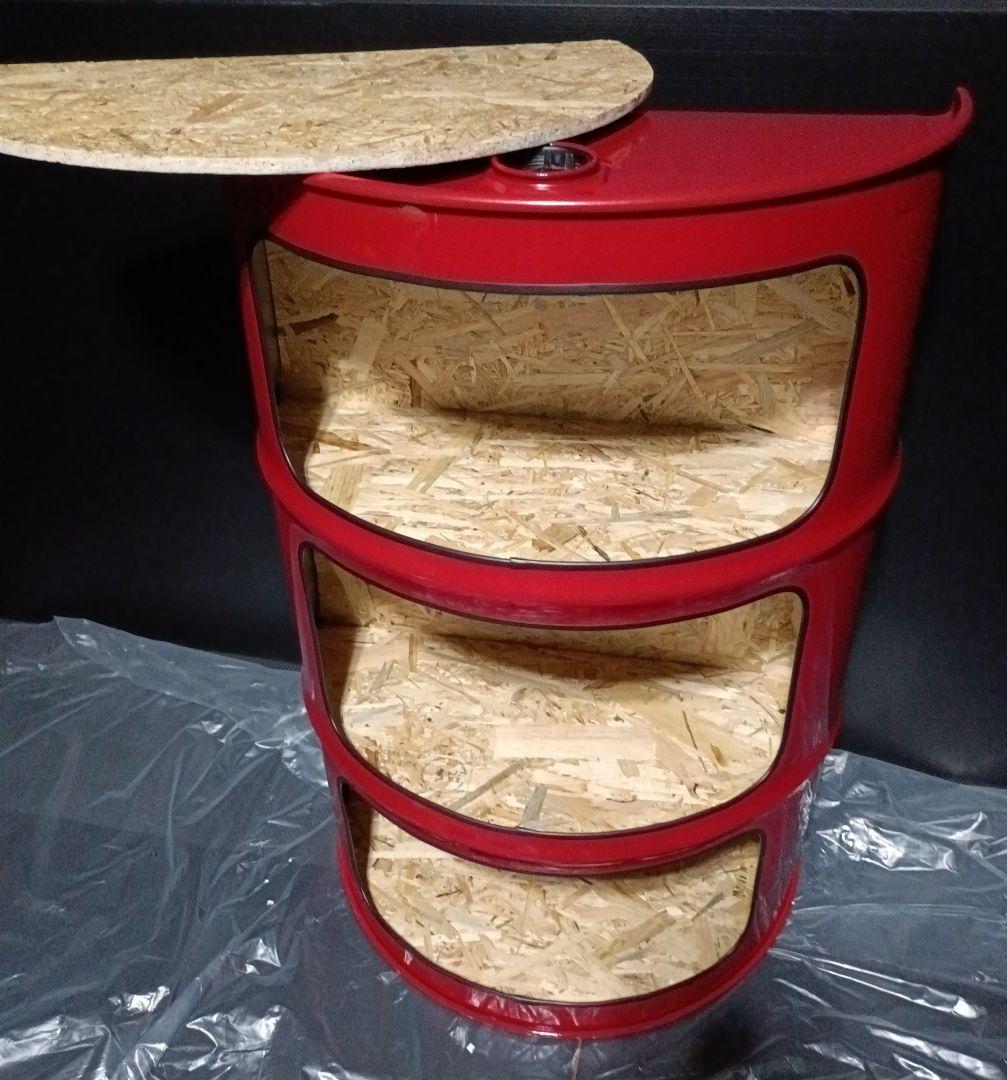 カメムシ品！200㍑ドラム缶remake3段BOX！レッド