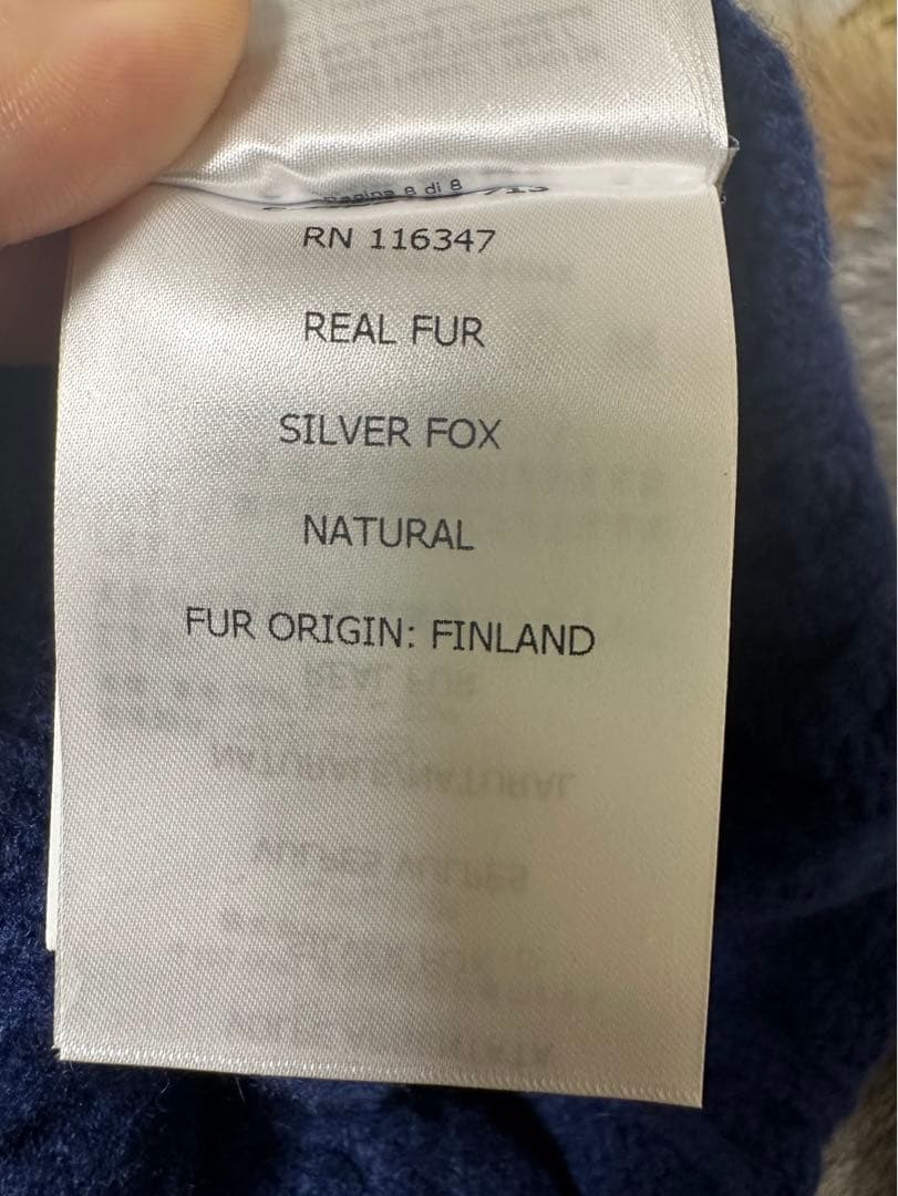 モンクレール ニット帽 ファー付き ネイビー