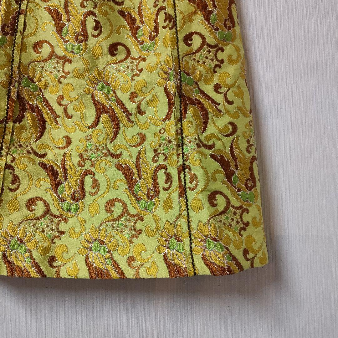 プラダ ゴブラン織スカート サイズ38 黄緑