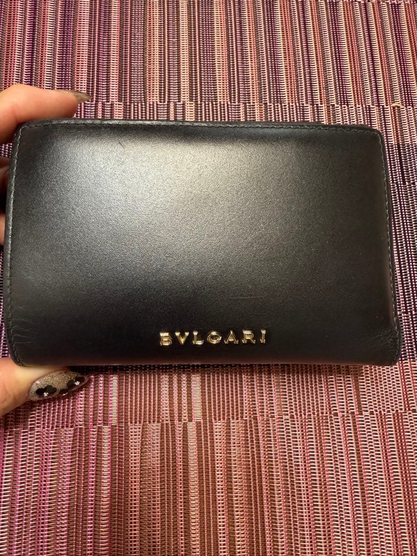 【美品】BVLGARI セレペンティ ブラックレザー 二つ折り財布(箱付き)