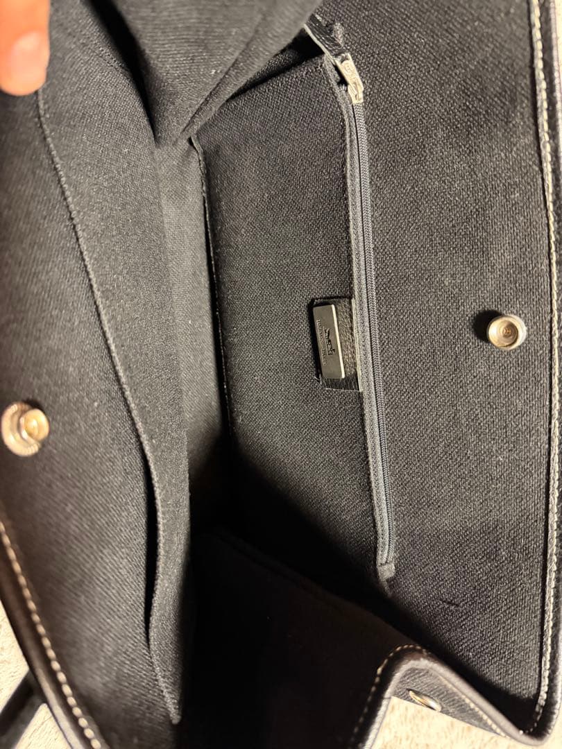 エルメス ガーデンパーティ トワル×レザー ブラック 正規品