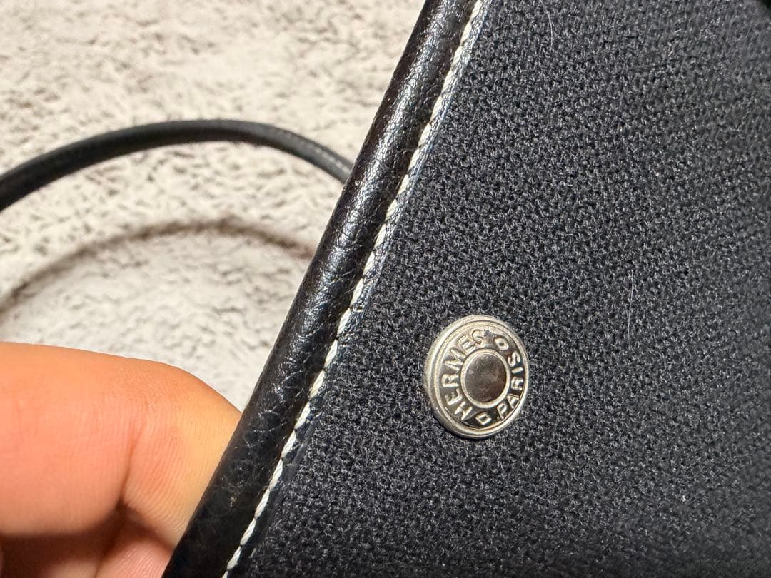 エルメス ガーデンパーティ トワル×レザー ブラック 正規品