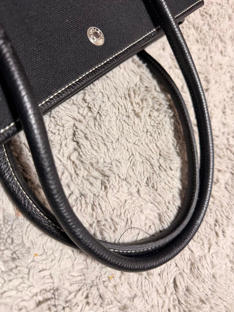 エルメス ガーデンパーティ トワル×レザー ブラック 正規品