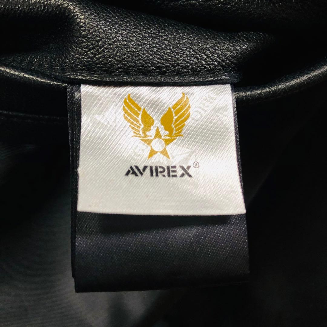 希少2XL✨現行モデル 美品 アヴィレックス 羊革ライダースジャケット ブラック