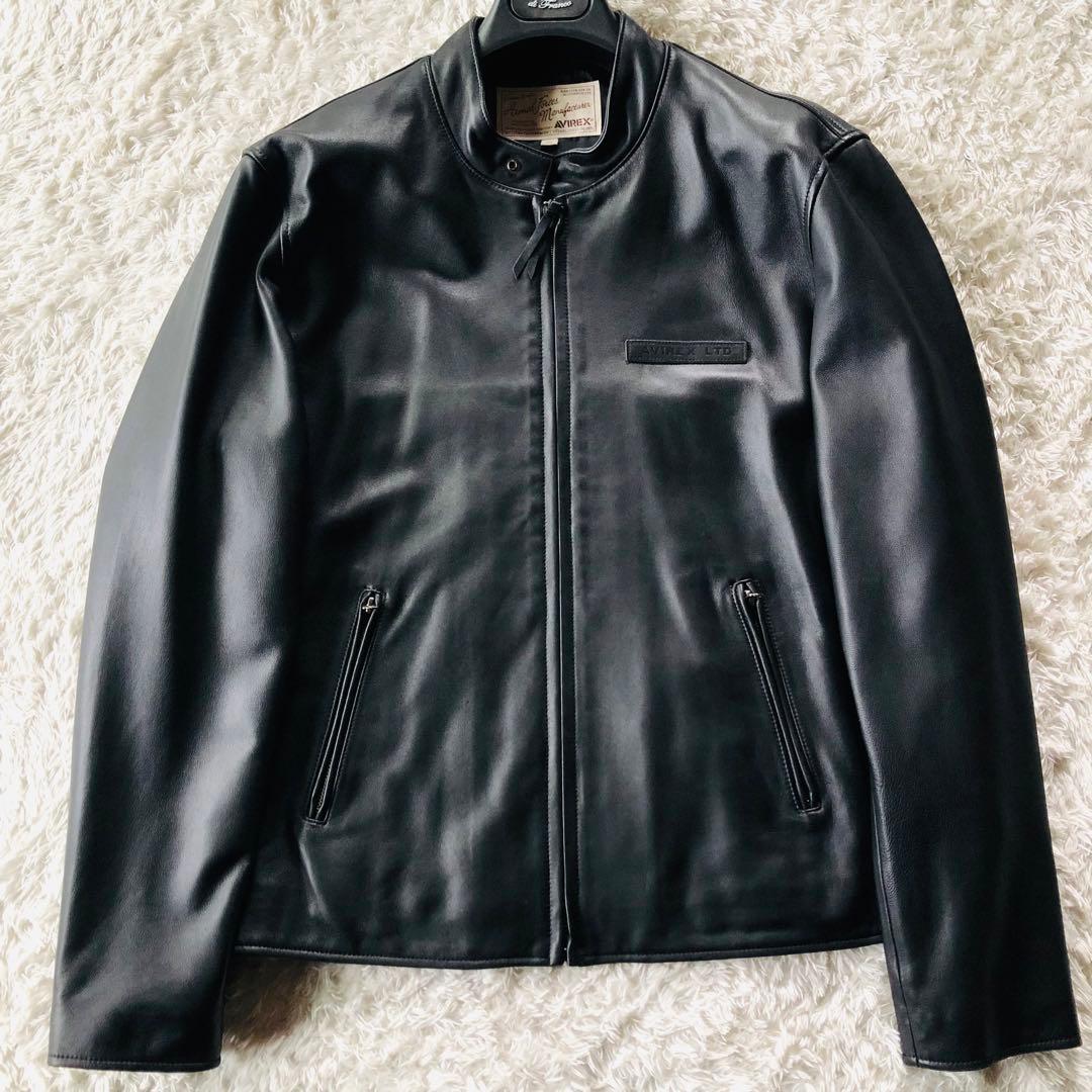 希少2XL✨現行モデル 美品 アヴィレックス 羊革ライダースジャケット ブラック