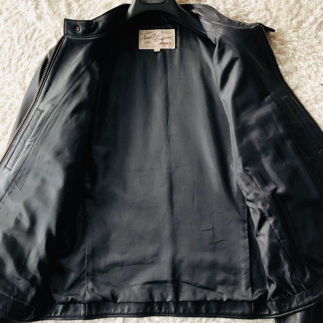 希少2XL✨現行モデル 美品 アヴィレックス 羊革ライダースジャケット ブラック