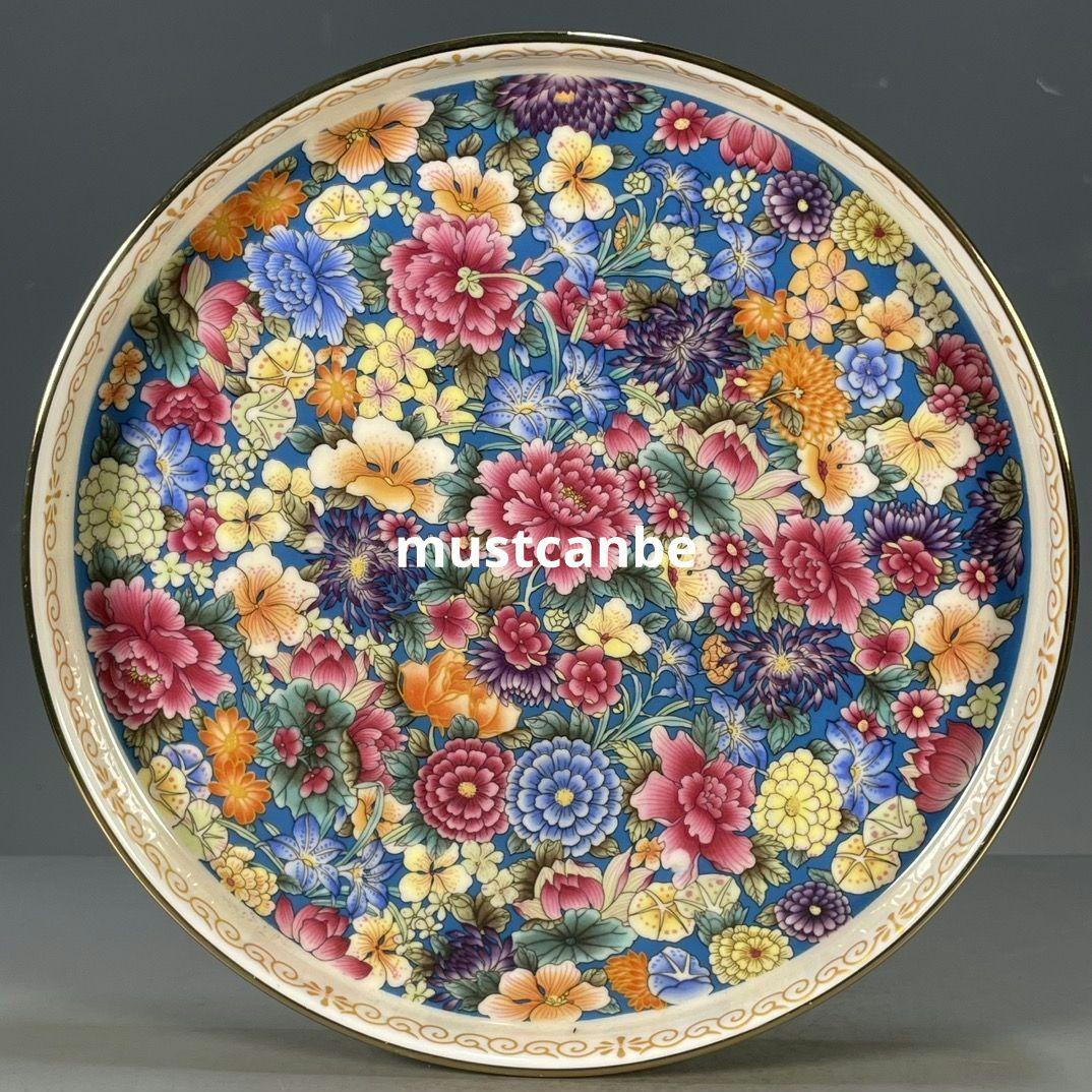清乾隆五彩花卉図紋茶盤 茶道具 景徳鎮 陶磁器 装飾品 現代工芸品 美術品 置物