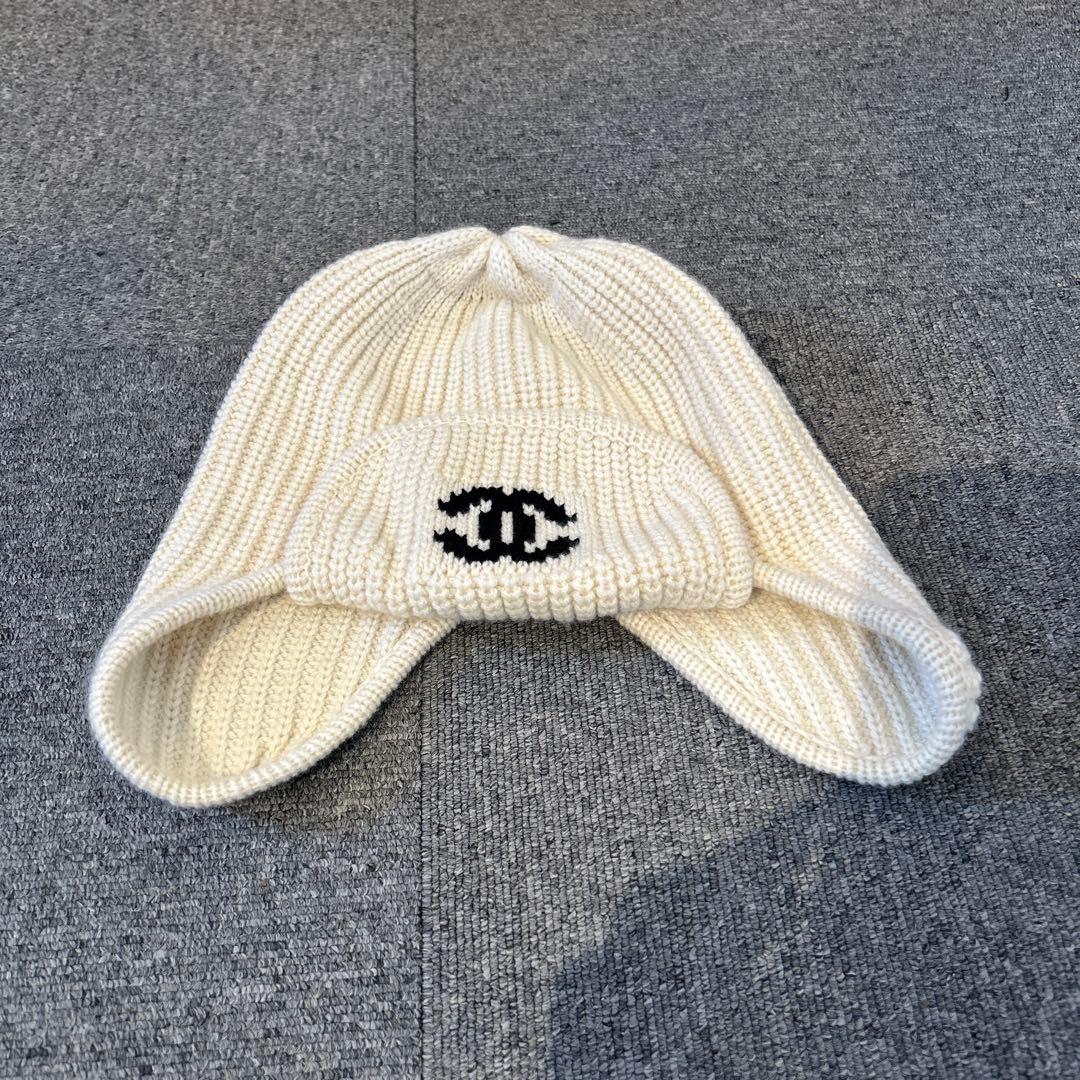 CHANEL カシミヤ ニット帽 アイボリー