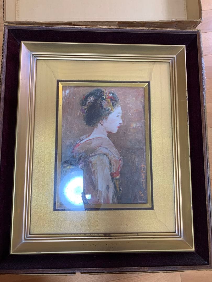 ★底値★近日出品終了★14万円超〜★鬼頭鍋三郎　「舞妓」　1966 油彩