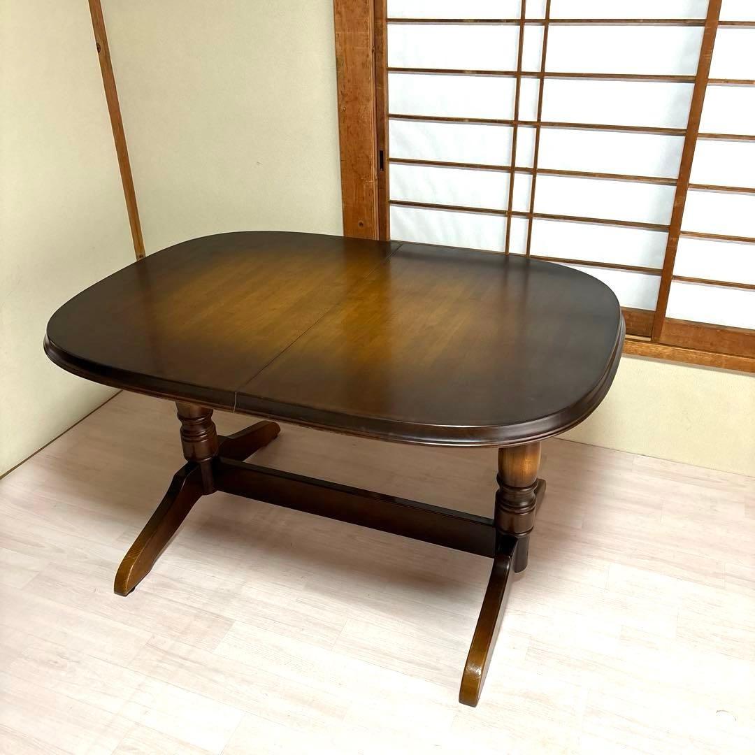 【良品】飛騨産業 伸長式 ダイニングテーブル エクステンションテーブル