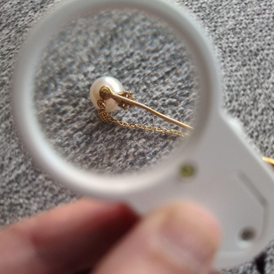 う*ん様 18K★18金×パール×ダイヤ★ピンブローチ