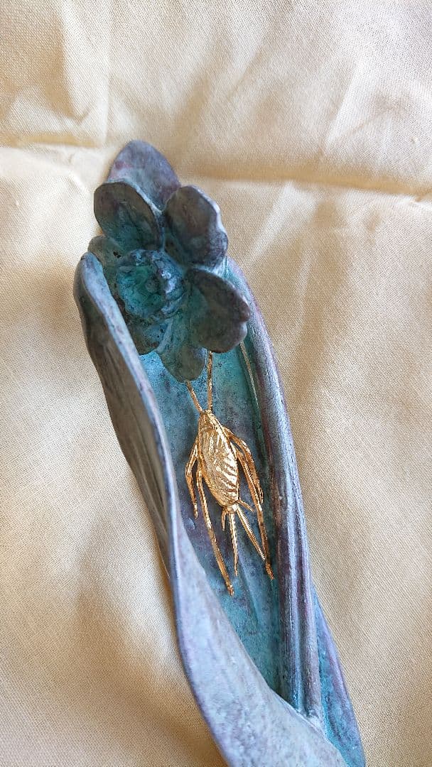 蝋型 鋳銅 文鎮 こおろぎ 雅博作 共箱入