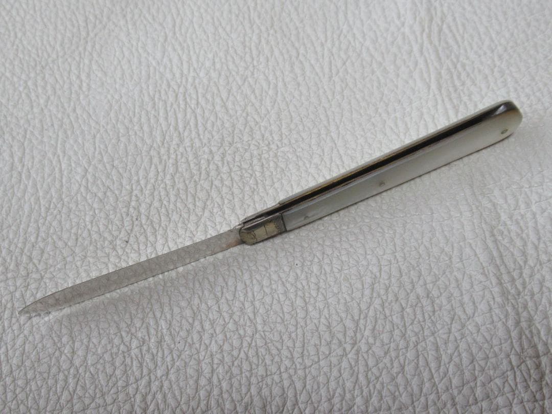 ◆美品1932年英国製！シェフィールド白蝶貝純銀シルバー フルーツナイフ