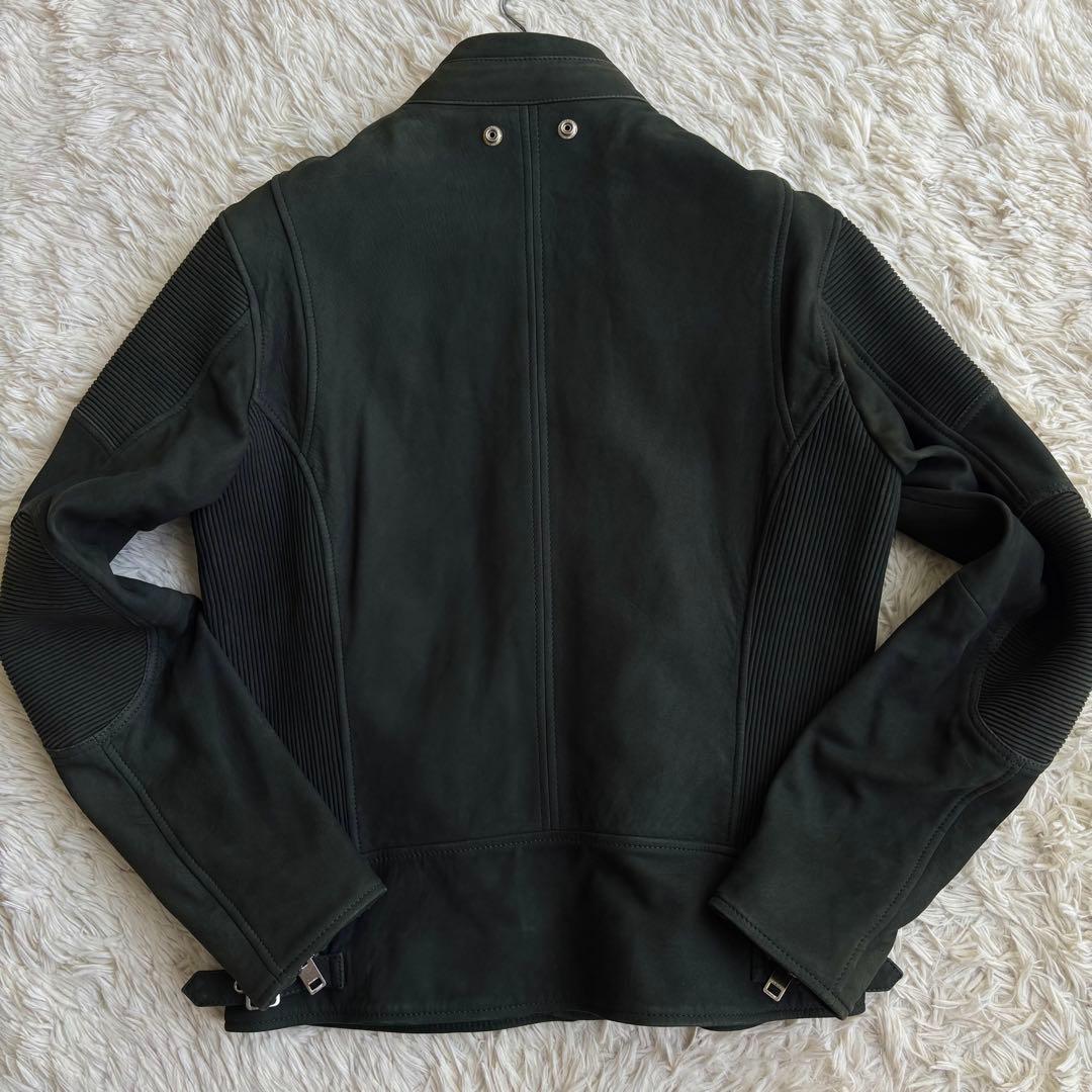 (XL相当) DIESEL スエード ライダースジャケット ラムレザー カーキ