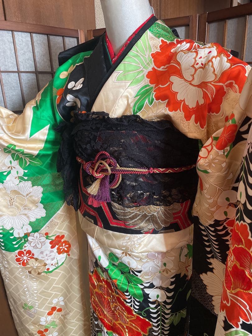 振袖古典柄6点セット大柄花紋様