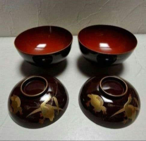 y.e様　ご予約品です 江戸時代　栗色 蓋付き椀　7客+フレームセット