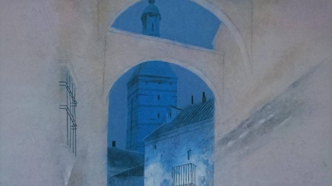 北田 克己、塔の空、厳選、希少画集画、新品高級額 額装付、きただ かつみ