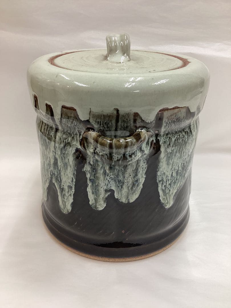 茶道具 新品 水指 耳付 朝鮮唐津 利左エ門窯 共蓋付